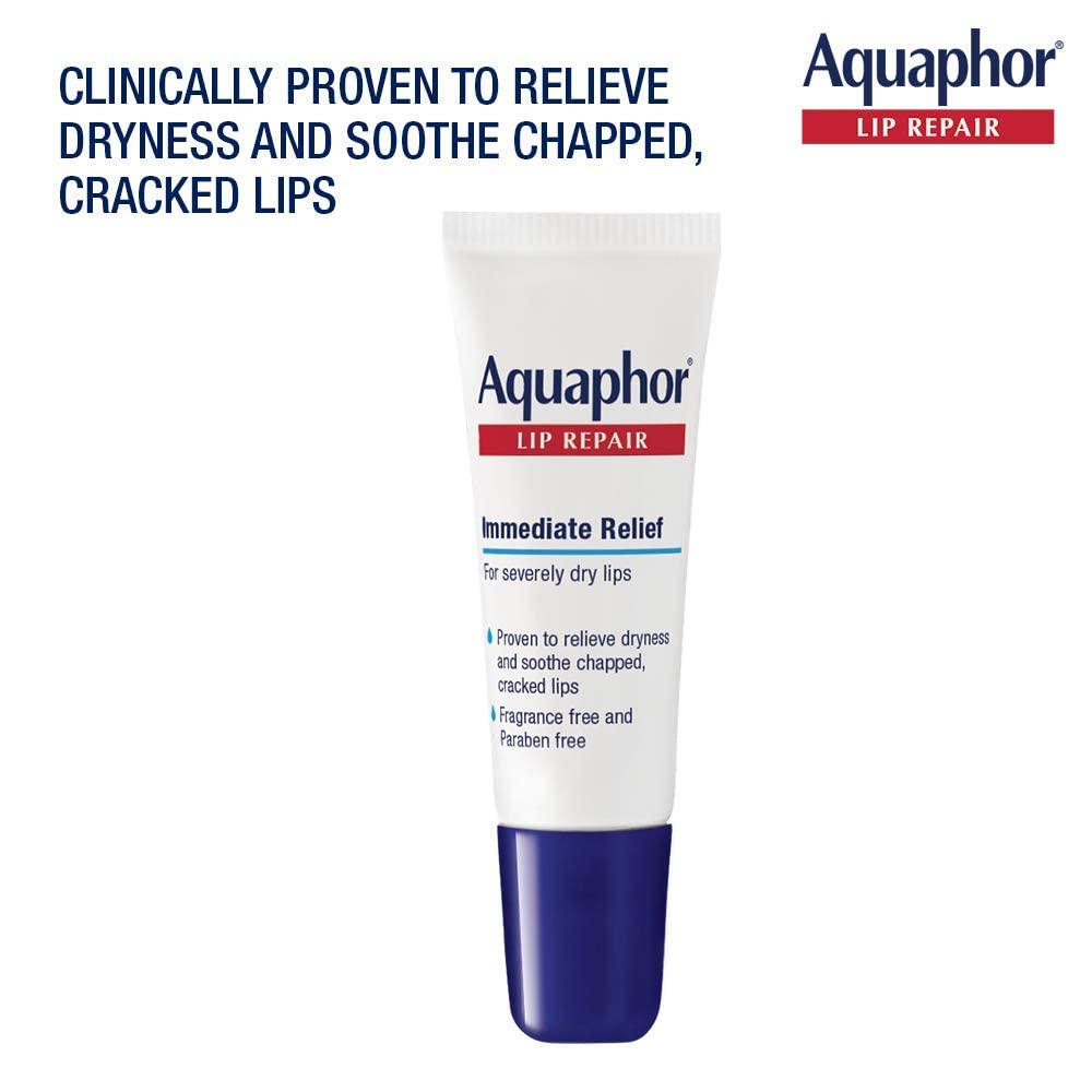 Aquaphor Lip Repair Ointment - Long-lasting Moisture to Soothe Dry Chapped Lips - .35 fl. oz. Tube