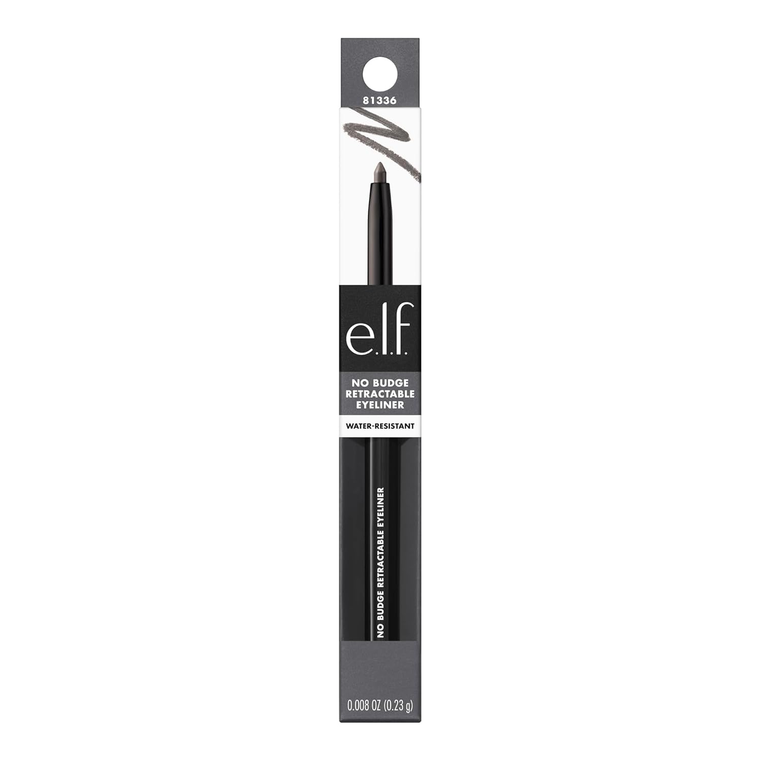 e.l.f. No Budge Retractable Eyeliner, Creamy, Ultra-Pigmented & Waterproof, Creates Bold & Defined Lines, Vegan & Cruelty-Free, Black 0.006 Oz 24Hr Smart