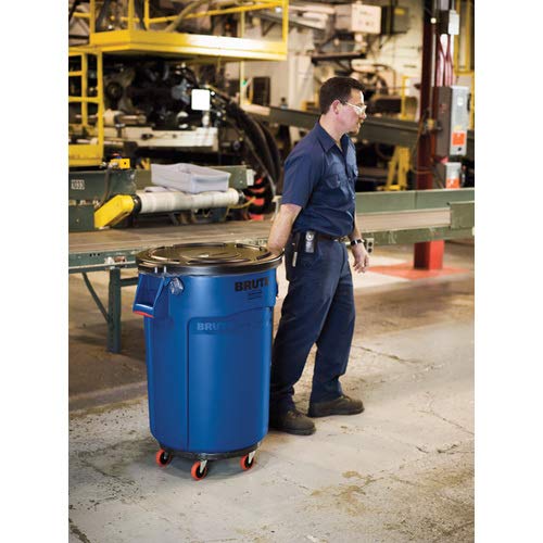 Rubbermaid Commercial Products BRUTE Heavy-Duty Round Trash/Garbage Can, 10-Gallon, Gray, Outdoor Waste Container for Home/Garage/Bathroom/Outdoor/Driveway - 24hrsmart