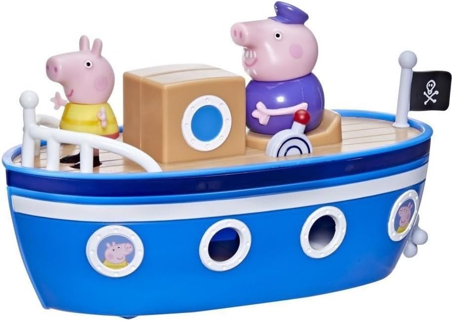 Peppa Pig Peppa’s Adventures Grandpa Pig’s Cabin Boat Vehicle Preschool Toy: 1 Figure, Removable Deck, Rolling Wheels, for Ages 3 and Up 24Hr Smart