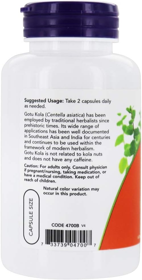 NOW Foods Gotu Kola, 450 mg, 100 Veg Capsules 24Hr Smart
