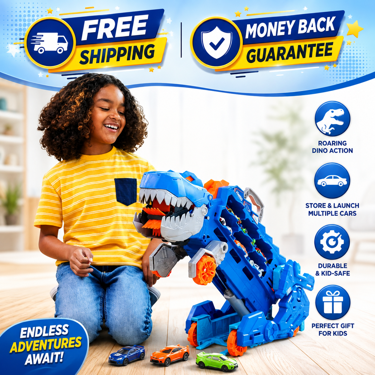 Hot Wheels City Ultimate T-Rex Transporter, Hauler Transforms into a Dino - 24hrsmart
