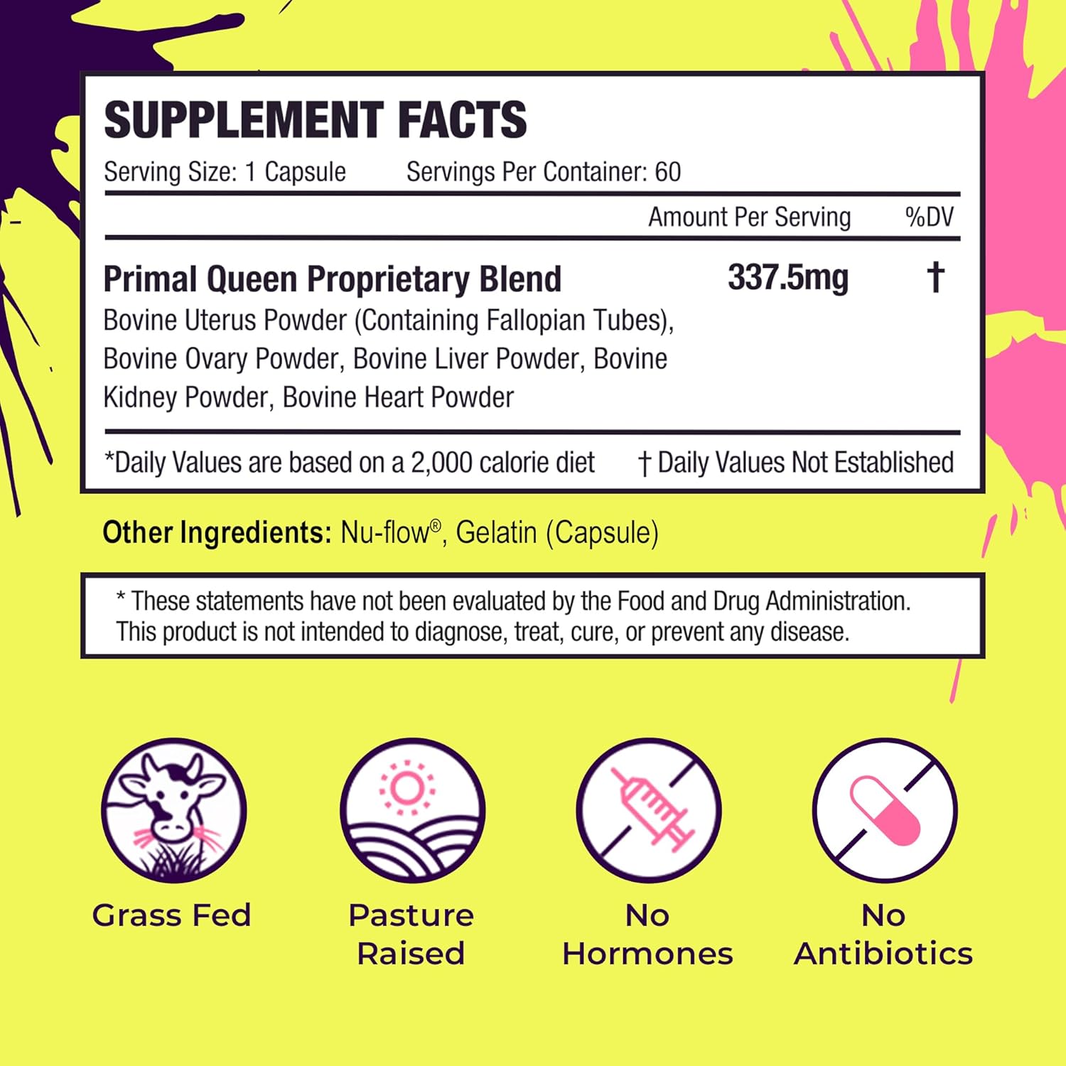 Beef Organ Supplement for Women | Primal Queen 60 Capsules 1 Month Supply - 24hrsmart