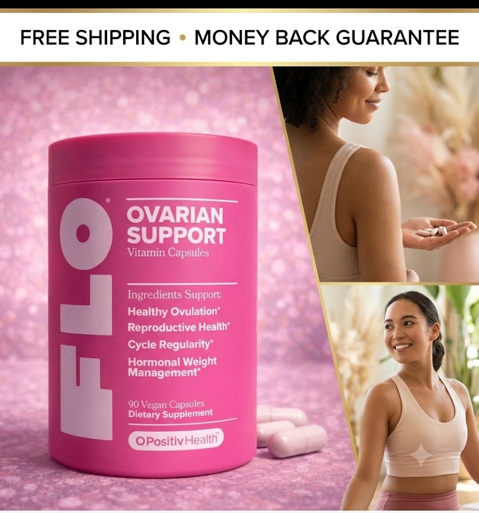FLO Ovarian Support Vitamin Dietary Supplement Hormone Balance 90 Vegan Capsules - 24hrsmart