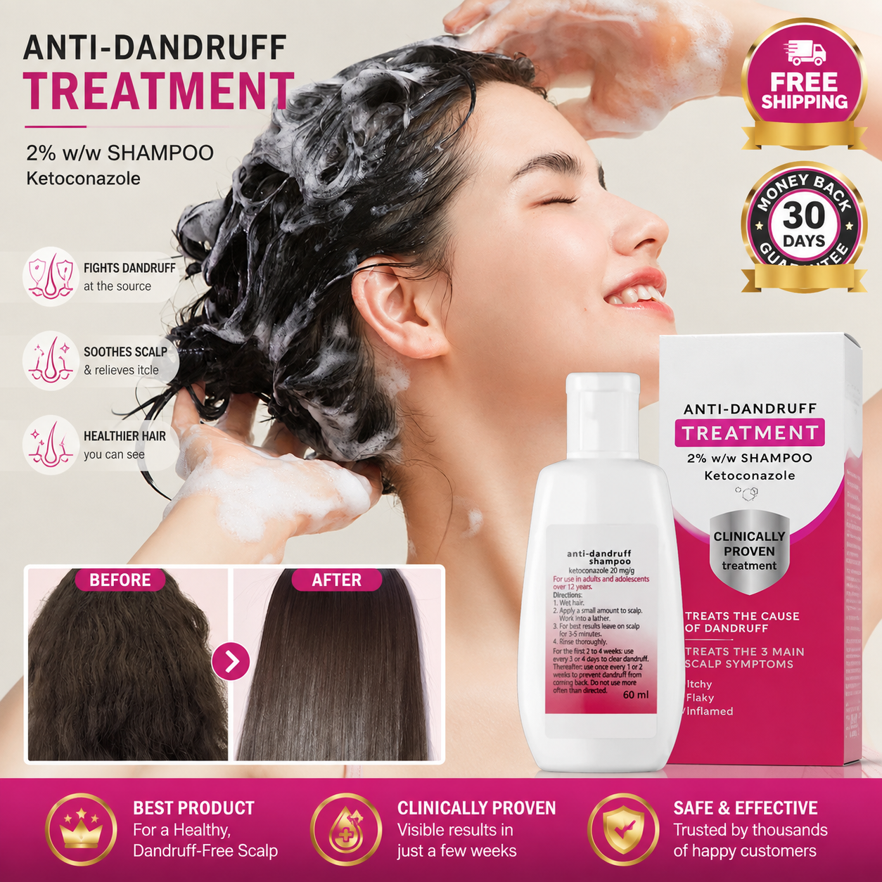 Nizoral Anti Dandruff Shampoo Reats And Prevents Dandruff Flaky Scalp, 2 Pack - 24hrsmart