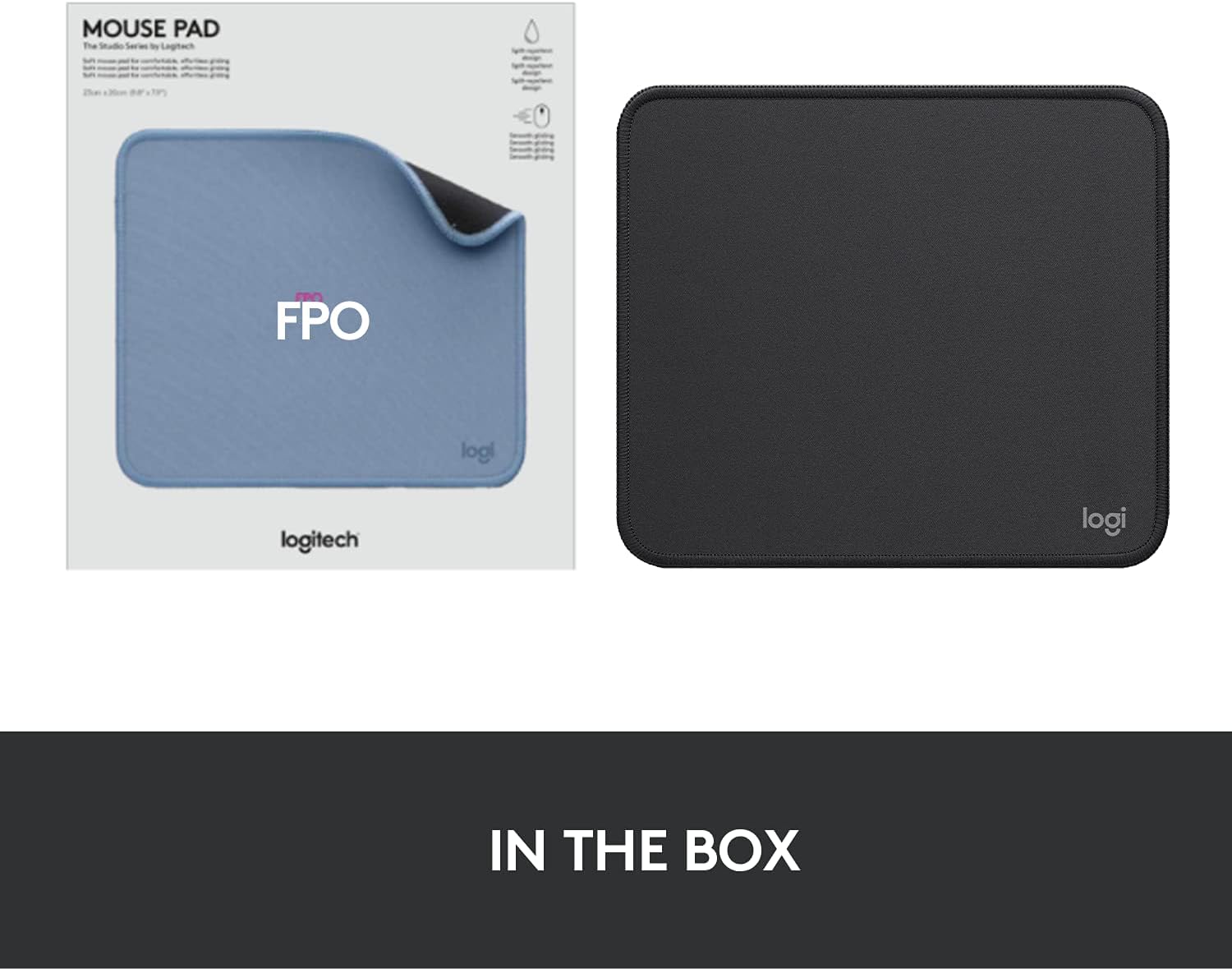 Logitech Mouse Pad - Studio Series, Computer Mouse Mat with Anti-Slip Rubber Base, Easy Gliding, Spill-Resistant Surface, Durable Materials, Portable, in a Fresh Modern Design, Graphite - 24hrsmart