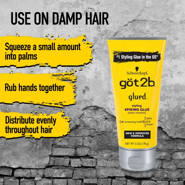 Got2B Glued Styling Spiking Hair Gel 2 - 6oz tubes + 1 Travel 1.25oz tube - 24hrsmart