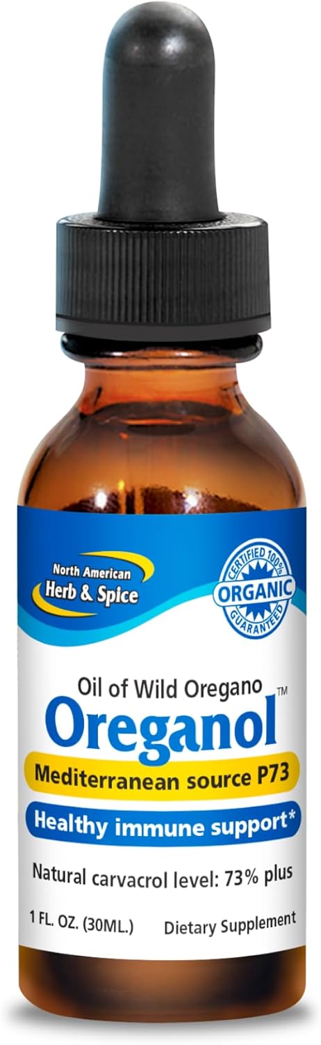 NORTH AMERICAN HERB & SPICE Oreganol - 1 fl. oz. - Unprocessed, Wild, Organic Oregano Oil - Mediterranean Source P73 - Non-GMO - 432 Servings 24hrsmart