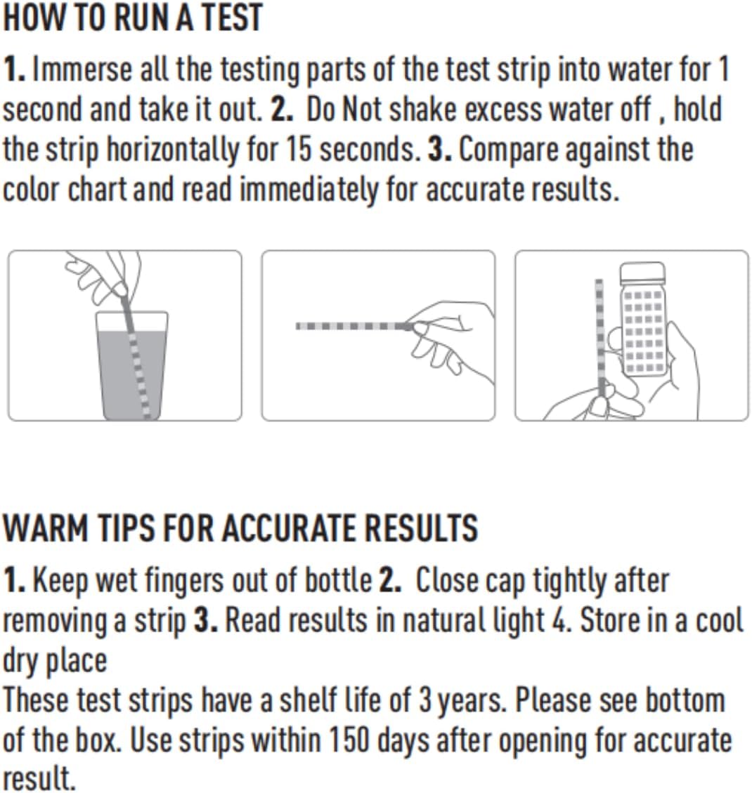 EASYTEST 7-Way Pool Test Strips, 150 Strips Water Chemical Testing for Hot tub and Spa, Accurate Test Bromine, Total Alkalinity, pH, Free Chlorine, Total Hardness, Cyanuric Acid, and Total Chlorine 24hrsmart