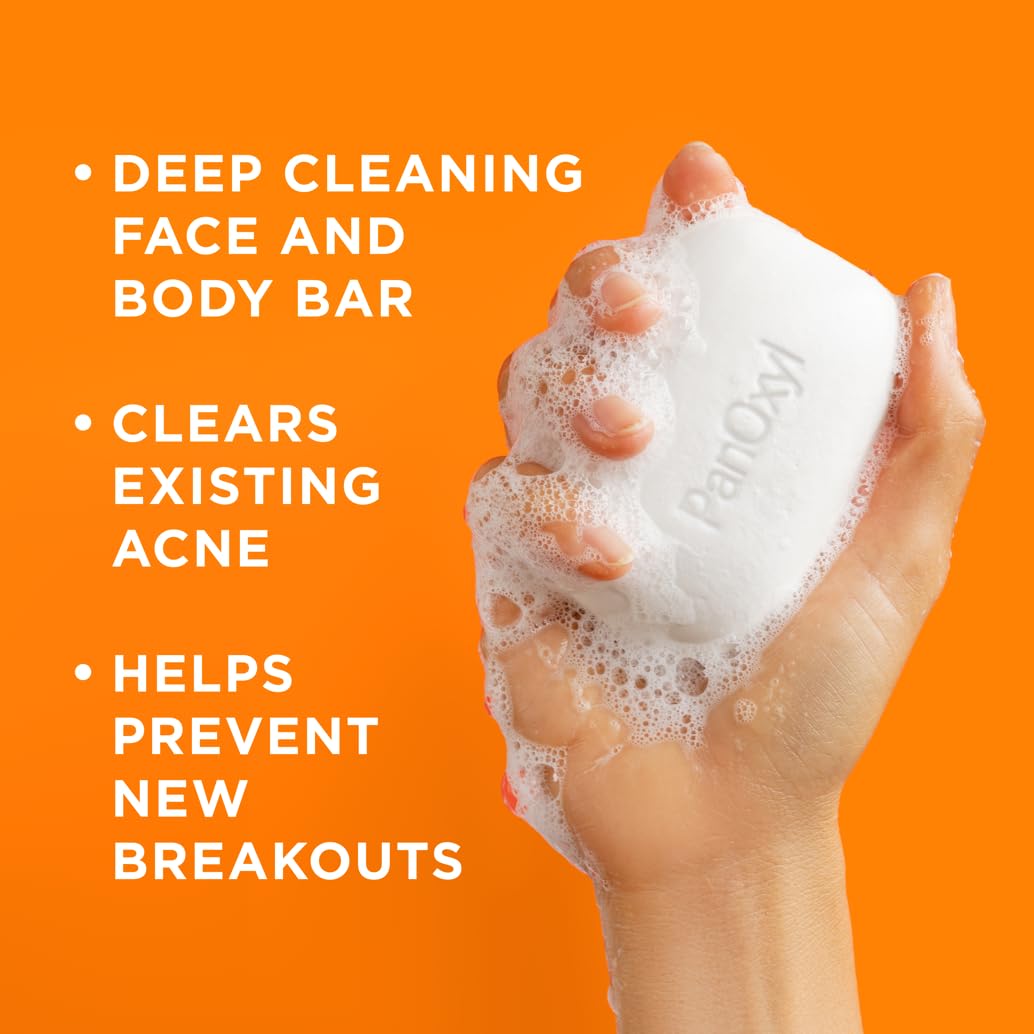 PanOxyl Acne Treatment Bar with 10% Benzoyl Peroxide, Maximum Strength Acne Bar Soap for Face, Chest and Back, Benzoyl Peroxide Bar Soap Body Wash, Vegan, For Acne Prone Skin, 4 oz - 24hrsmart