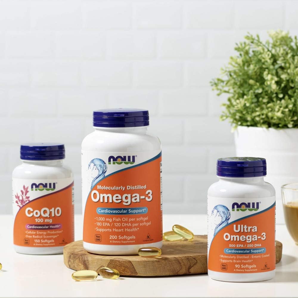 NOW Foods Omega 3 Fish Oil, 1000 mg, 200 Softgels 24Hr Smart
