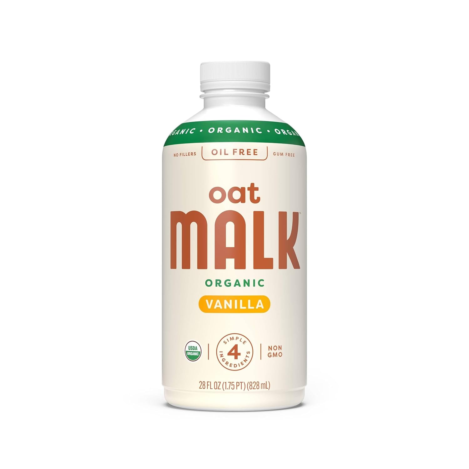 MALK Organic Vanilla Oat Milk 28 fl oz - Non GMO, Gluten Free, Dairy Free, Plant Based, Vegan 24hrsmart