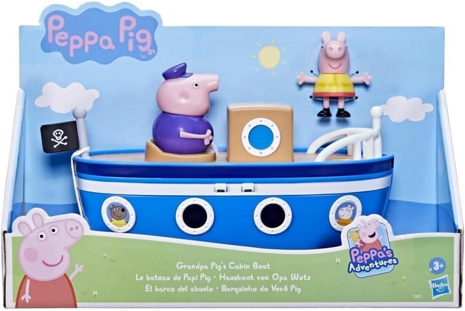 Peppa Pig Peppa’s Adventures Grandpa Pig’s Cabin Boat Vehicle Preschool Toy: 1 Figure, Removable Deck, Rolling Wheels, for Ages 3 and Up 24Hr Smart