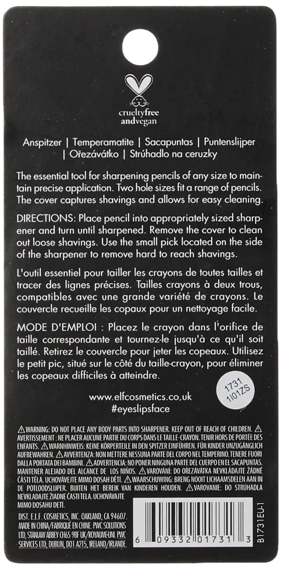 e.l.f. Dual-Pencil Sharpener, Convenient, Essential Tool, Sharpens, Easy To Clean, Travel-Friendly, Compact, Vegan & Cruelty-Free, Hand Powered, 1 Count (Pack of 1) - 24hrsmart