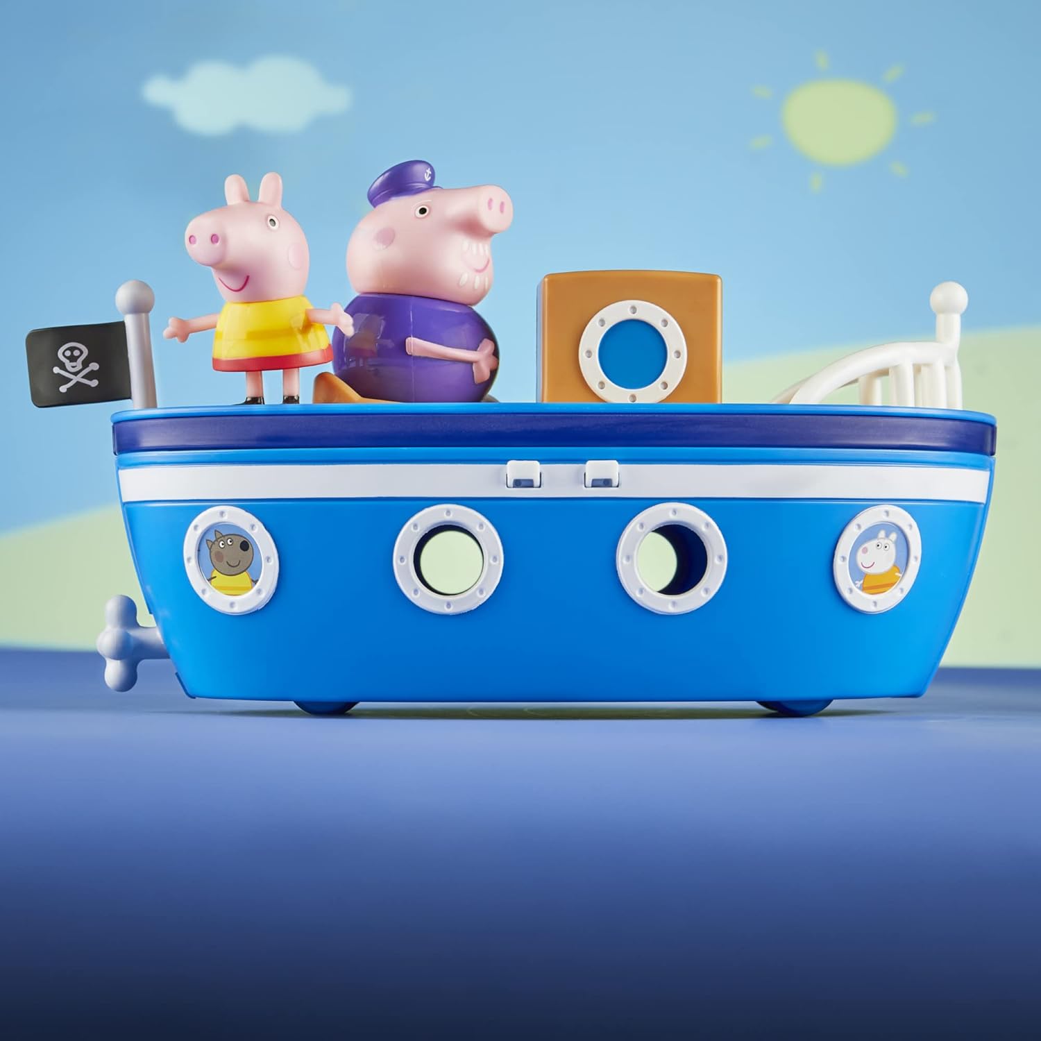 Peppa Pig Peppa’s Adventures Grandpa Pig’s Cabin Boat Vehicle Preschool Toy: 1 Figure, Removable Deck, Rolling Wheels, for Ages 3 and Up 24Hr Smart