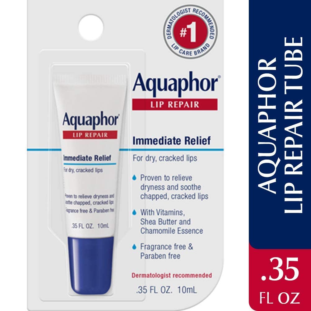 Aquaphor Lip Repair Ointment - Long-lasting Moisture to Soothe Dry Chapped Lips - .35 fl. oz. Tube - 24hrsmart
