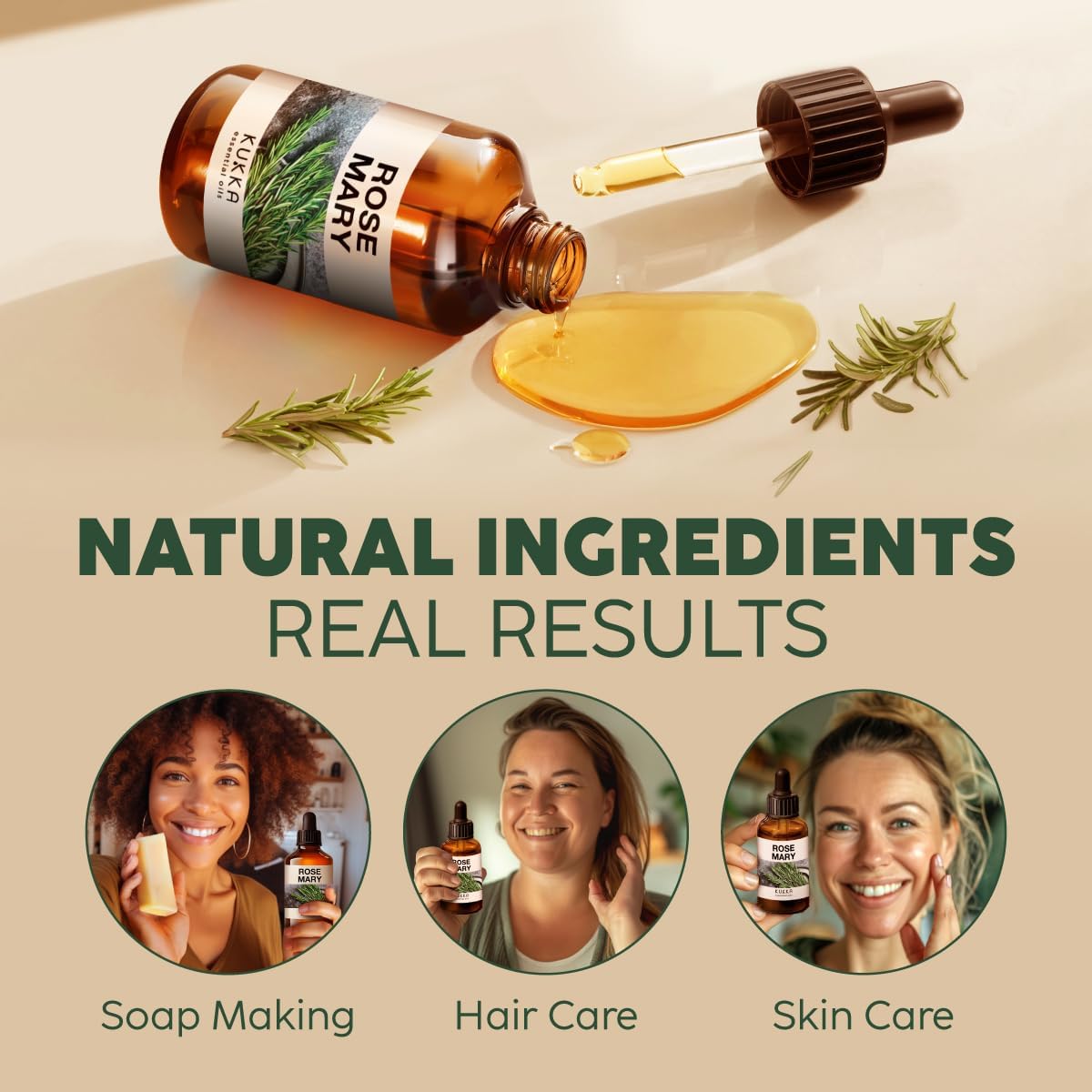 100% Pure & Natural Rosemary Oil for Hair, Skin, Aromatherapy & DIY Soap Making (4 Fl Oz / 118 ml) 24hrsmart