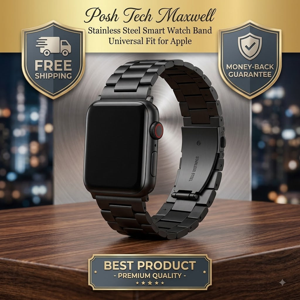 Posh Tech Maxwell Stainless Steel 20mm Smartwatch Band – Black