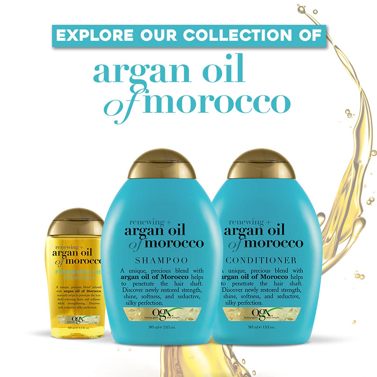 OGX Renewing + Argan Oil of Morocco Penetrating Hair Oil Treatment, Moisturizing & Strengthening Silky Oil for All Hair Types, Paraben-Free, Sulfated-Surfactants Free, 3.3 fl oz - 24hrsmart