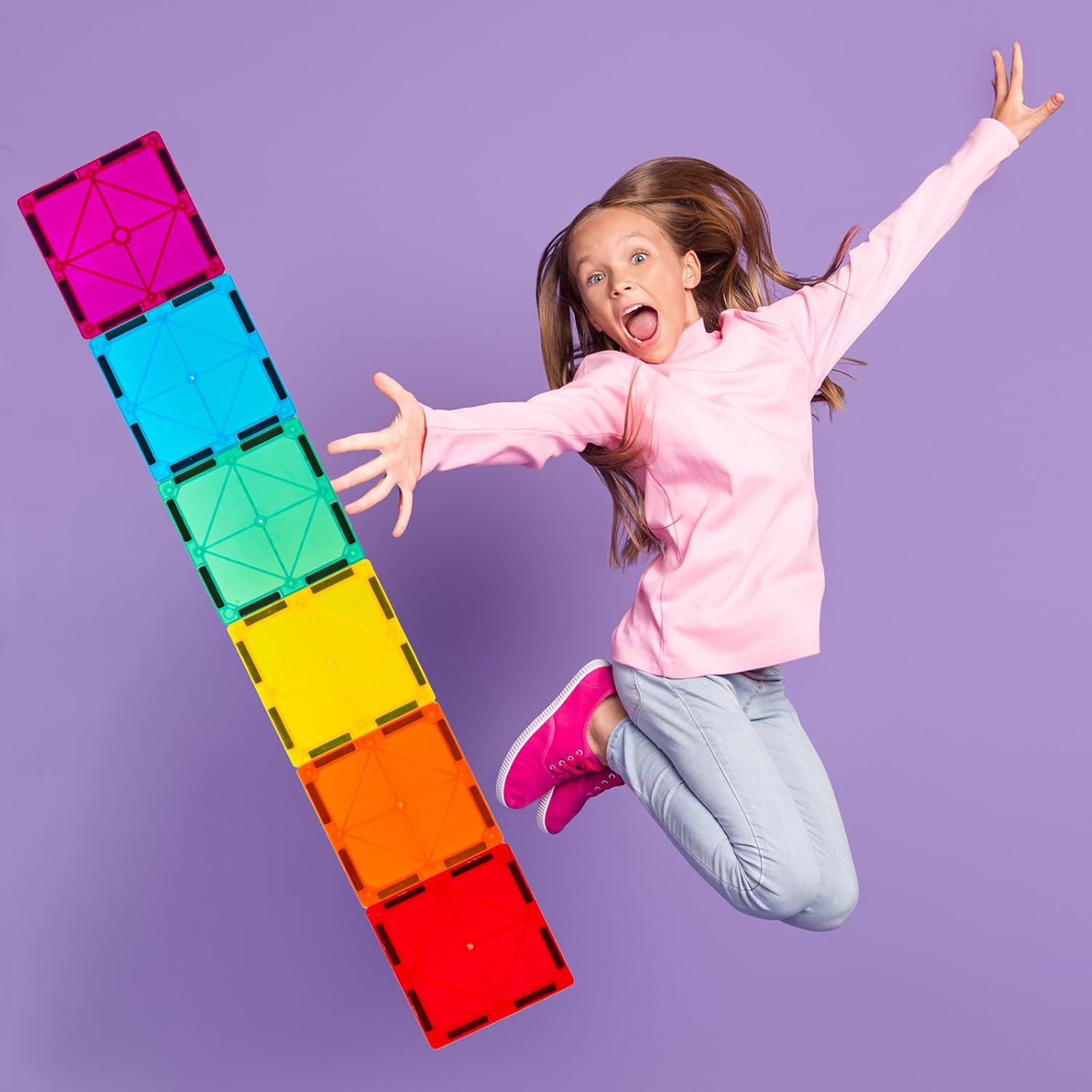 Gemmicc Magnetic Tiles 100 PCS with 2 Cars, STEM Approved Educational Magnet BuildingToys, Magnet Puzzles Stacking Blocks for Boys Girls 24hrsmart