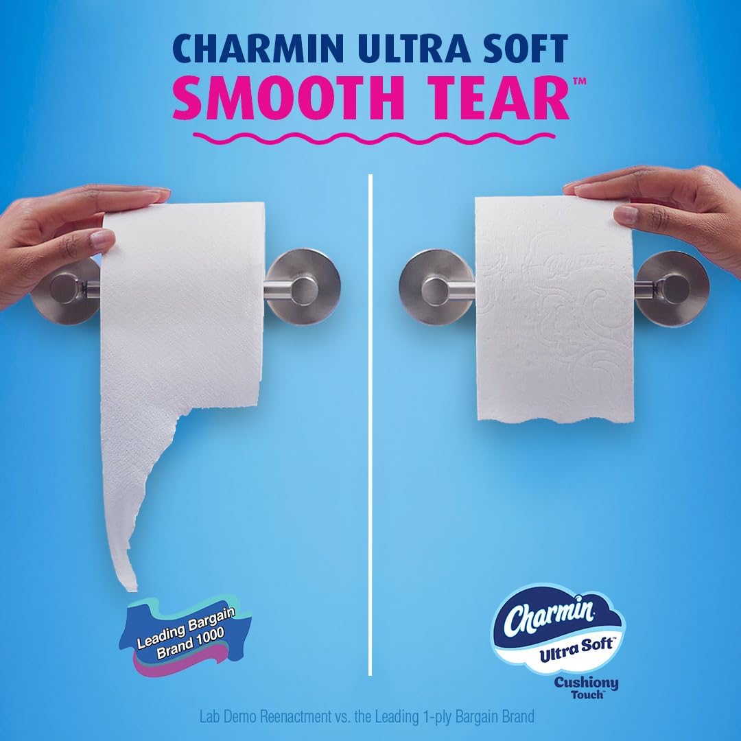 Charmin Ultra Soft Cushiony Touch Toilet Paper, 24 Family Mega Rolls = 123 Regular Rolls 24hrsmart