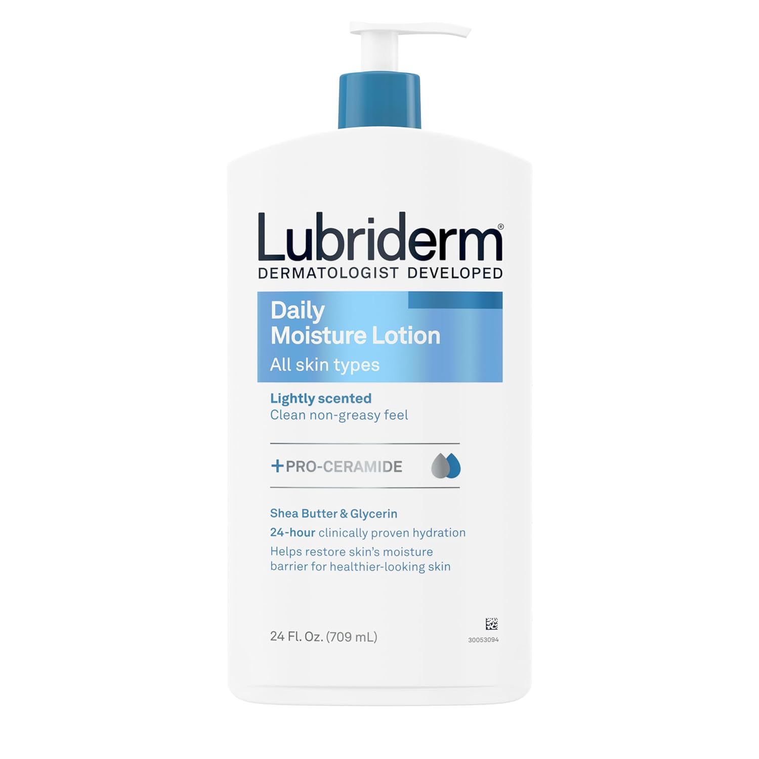 Lubriderm Daily Moisture Lotion + Pro-Ceramide with Shea Butter & Glycerin Helps Moisturize Dry Skin, Hydrating Face, Hand & Body Lotion is Lightly Scented & Non-Greasy, 24 fl. oz - 24hrsmart
