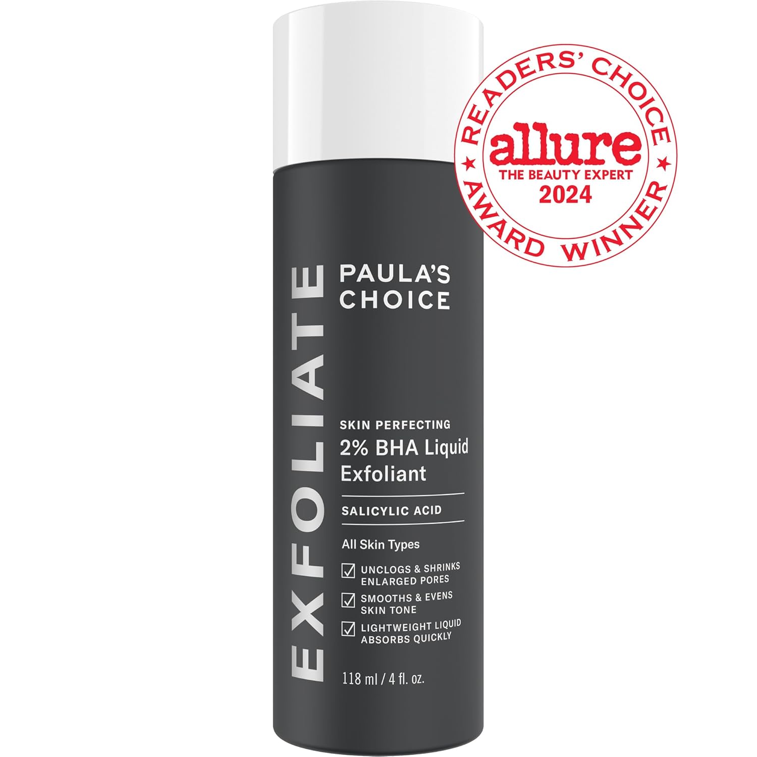 Paula's Choice SKIN PERFECTING 2% BHA Liquid Salicylic Acid Exfoliant-Facial Exfoliant for Blackheads, Enlarged Pores, Wrinkles & Fine Lines 24hrsmart