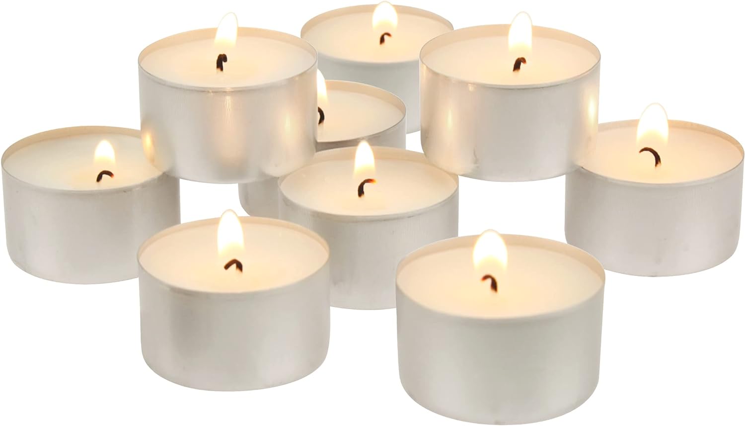 Stonebriar Long Burning Tea Light Candles, 6 to 7 Hour Extended Burn Time, White, Unscented, Bulk 200-Pack (SM-TL200) - 24hrsmart