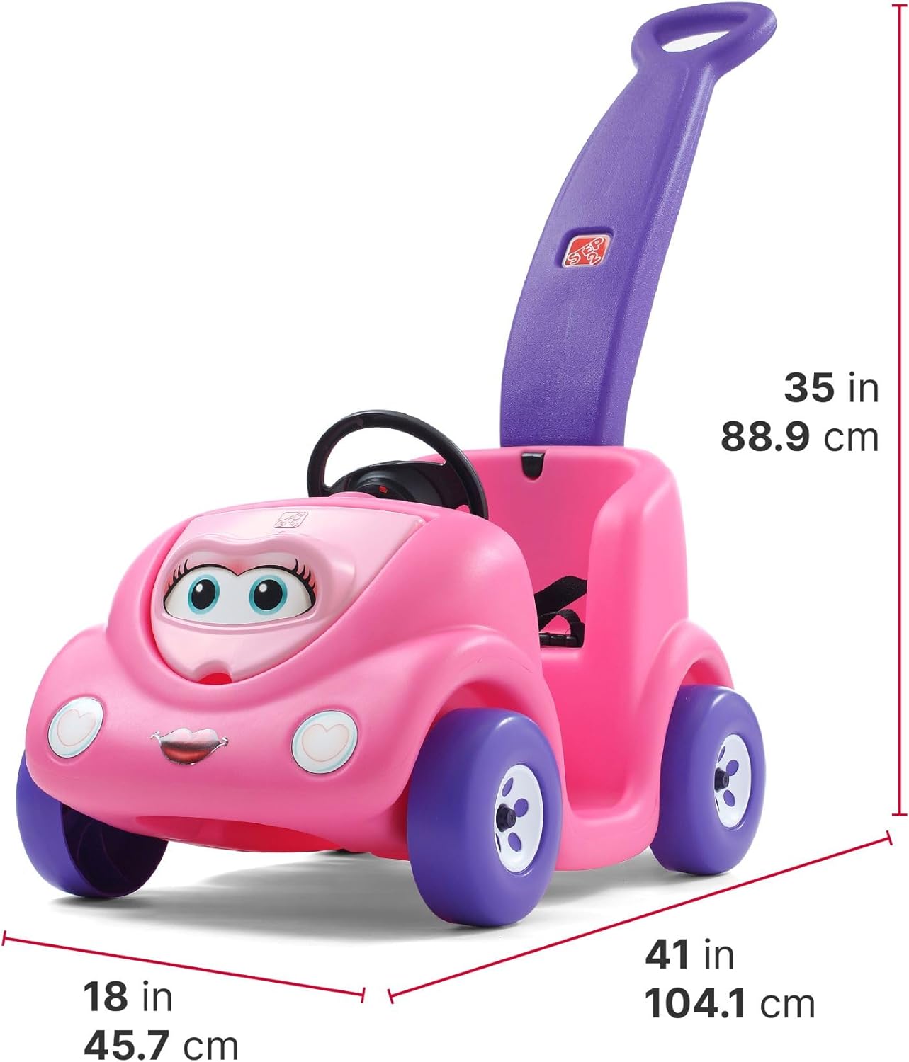 Step2 Push Around Buggy Kids Push Car, Ride On Toy, Stroller Substitute, Includes Seat Belt & Horn, Made of Durable Plastic, Max Weight 50 lbs., For Toddlers 1.5-4 Years Old, Pink 24hrsmart