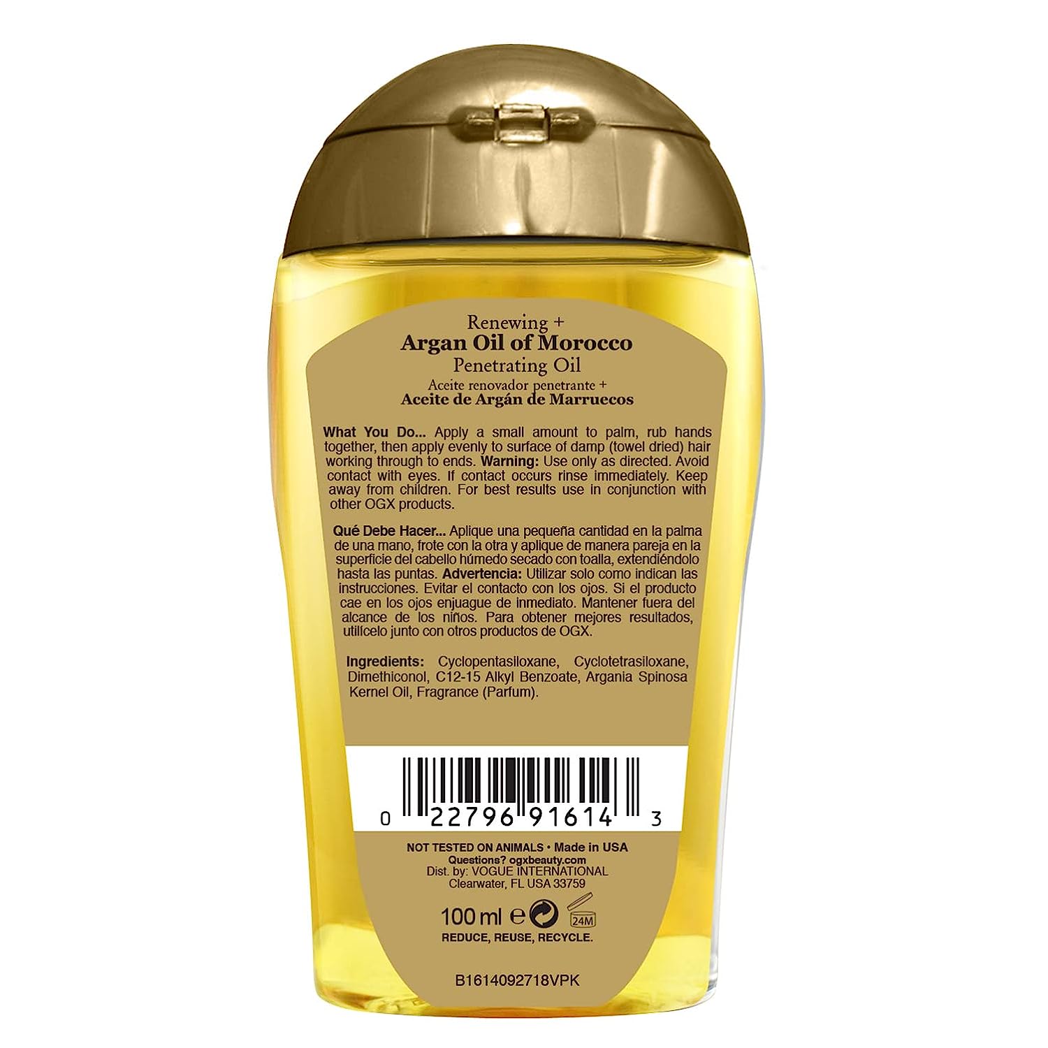 OGX Renewing + Argan Oil of Morocco Penetrating Hair Oil Treatment, Moisturizing & Strengthening Silky Oil for All Hair Types, Paraben-Free, Sulfated-Surfactants Free, 3.3 fl oz - 24hrsmart