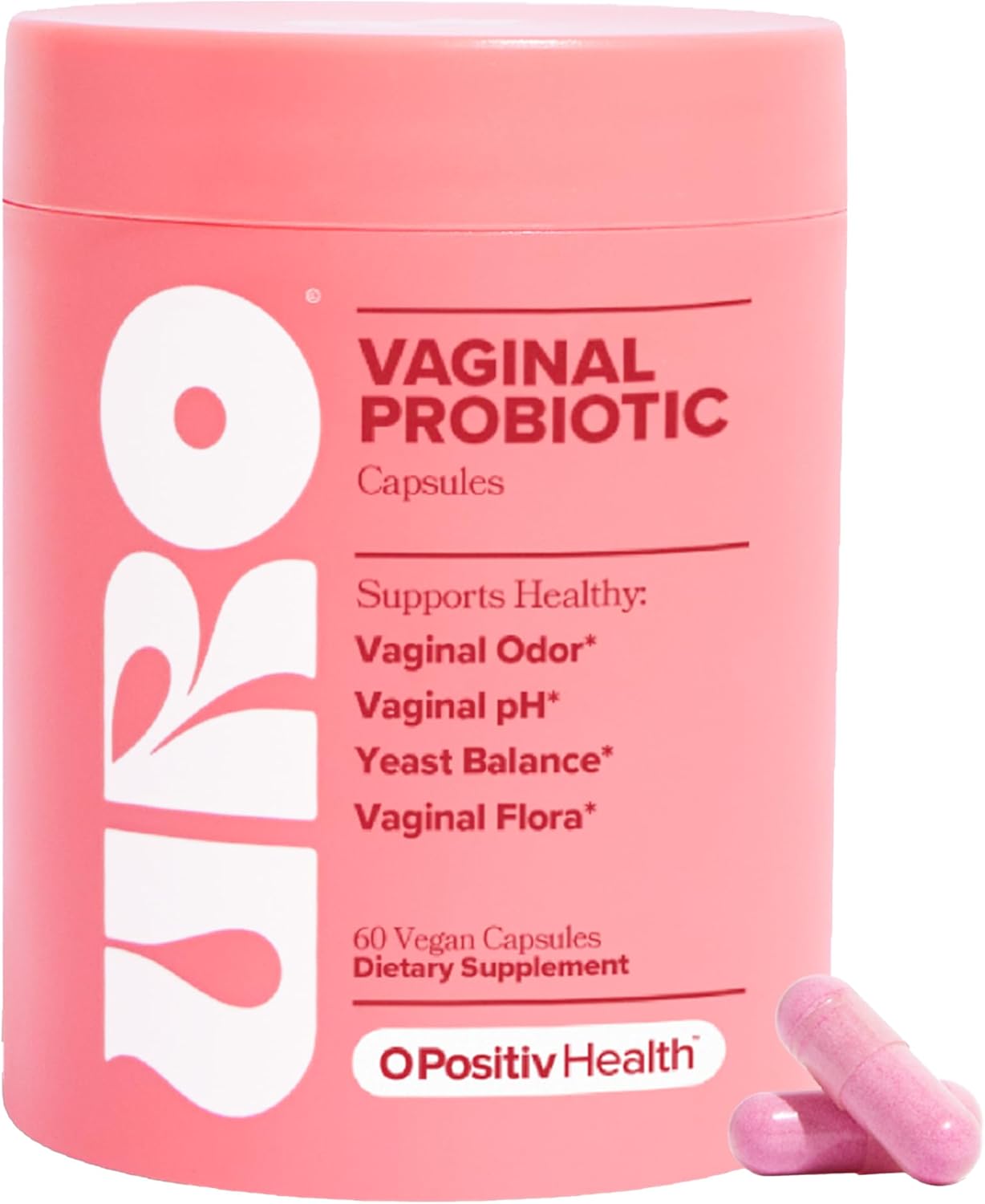 O Positiv URO Vaginal Probiotics for Women pH Balance with Prebiotics & Lactobacillus Probiotic Blend - Vaginal Health Supplement - Promote Healthy Vaginal Odor & Vaginal Flora, 60 Count (Pack of 1) 24Hr Smart