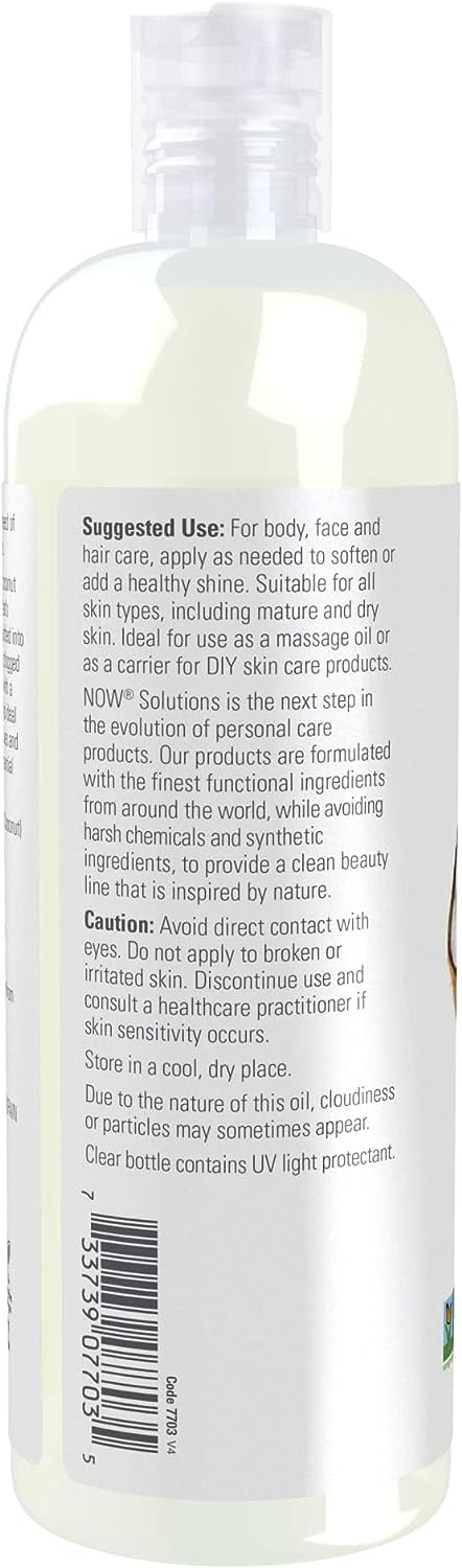 NOW Solutions, Liquid Coconut Oil, Light and Nourishing, Promotes Healthy-Looking Skin and Hair, 16-Ounce - 24hrsmart