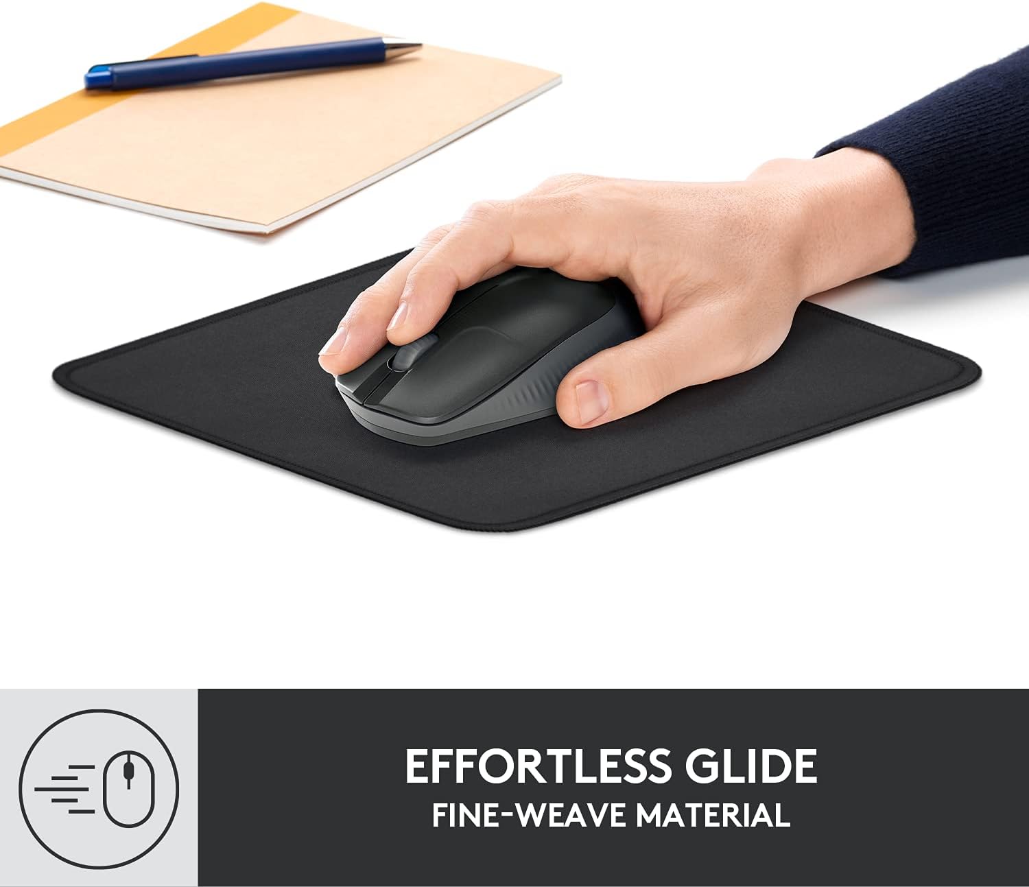 Logitech Mouse Pad - Studio Series, Computer Mouse Mat with Anti-Slip Rubber Base, Easy Gliding, Spill-Resistant Surface, Durable Materials, Portable, in a Fresh Modern Design, Graphite - 24hrsmart