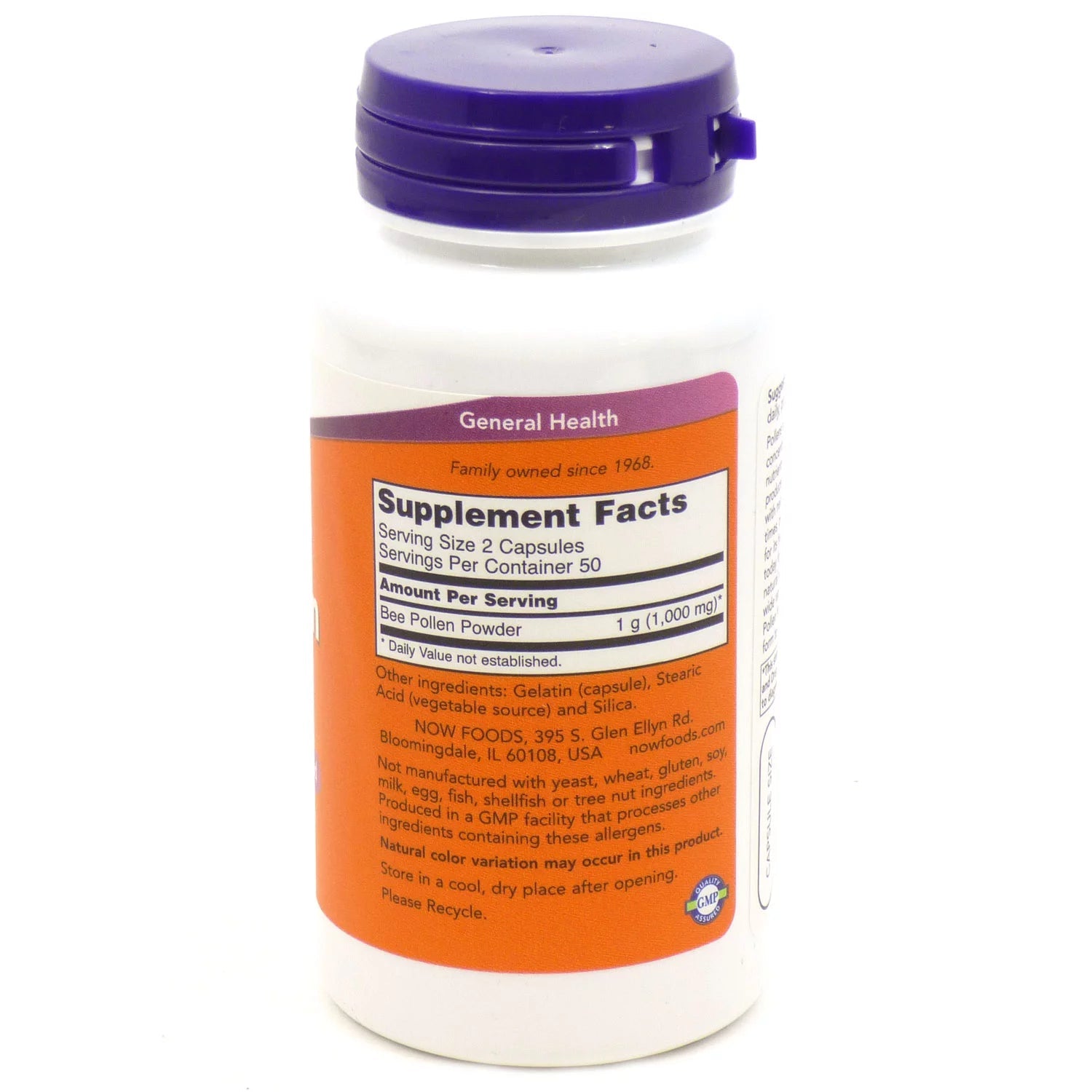 NOW Foods Bee Pollen, 500 mg, 100 Capsules 24Hr Smart