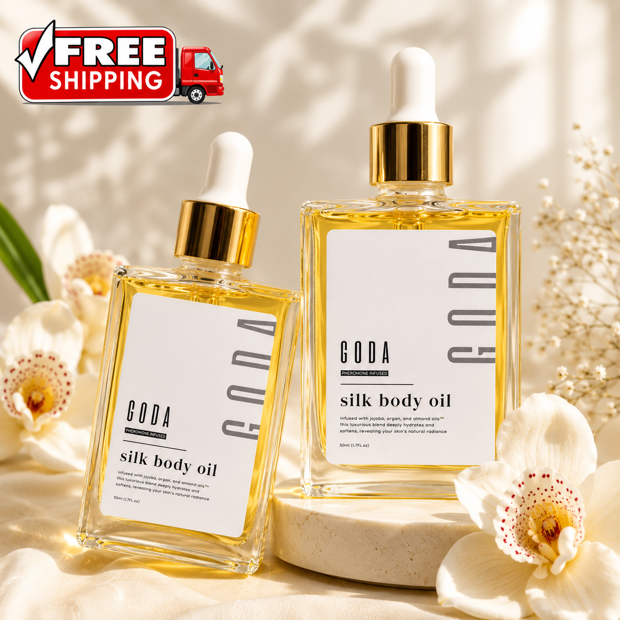 GODA Silk Body Oil Women Moisturizing Formula Bath & Shower Oil Smooth 2 Pack - 24hrsmart