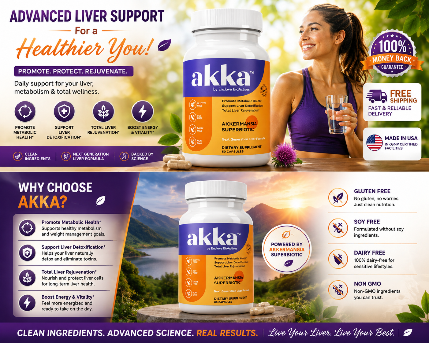 Akka Akkermansia Superbiotic Milk Thistle Liver Detox Metabolism Gut Support ( 60 count ) - 24hrsmart