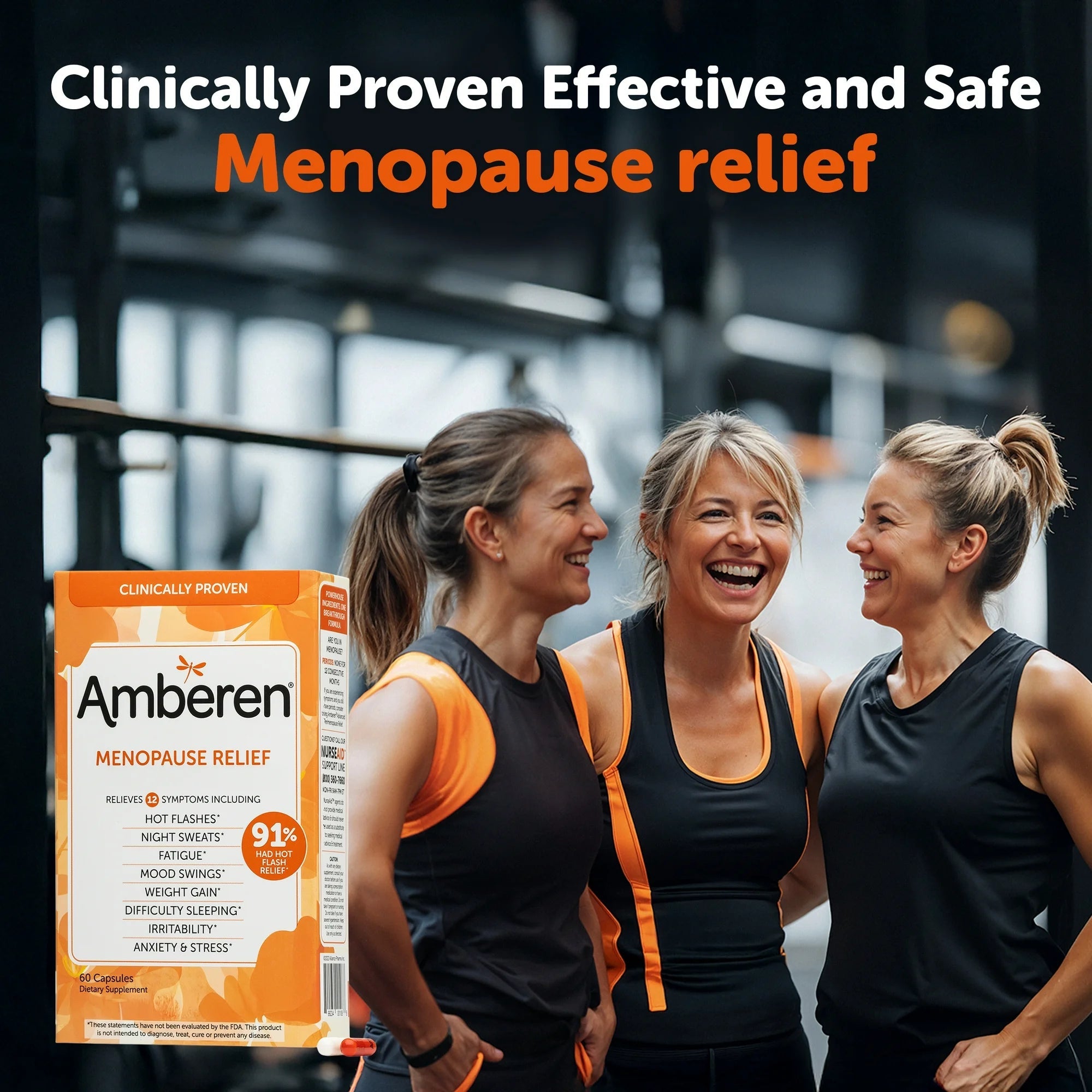 Amberen Multi-Symptom Menopause Relief, Estrogen Free, Drug Free, 60 Capsules (Pack of 1) 24Hr Smart