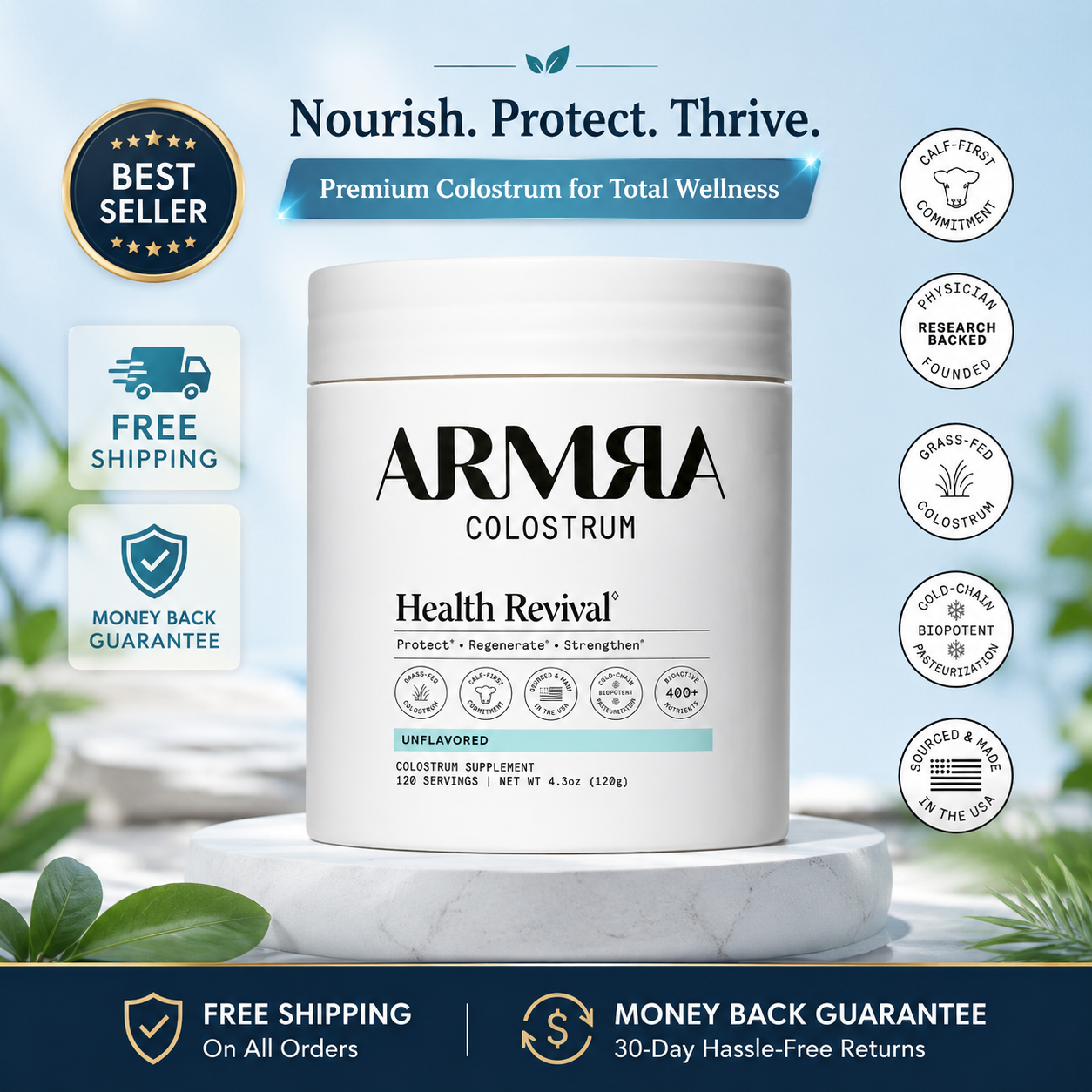 ARMRA Grass-Fed Bovine Colostrum Superfood Immune Support Fitness Recovery Brain - 24hrsmart