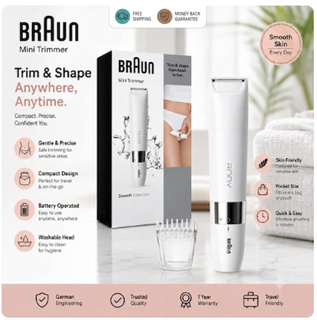 Braun BS1000 Mini Hair Trimmer Women Facial Body Remover - 24hrsmart