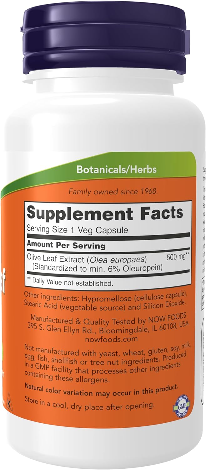 NOW Foods Olive Leaf Extract, 500 mg, 60 Veg Capsules