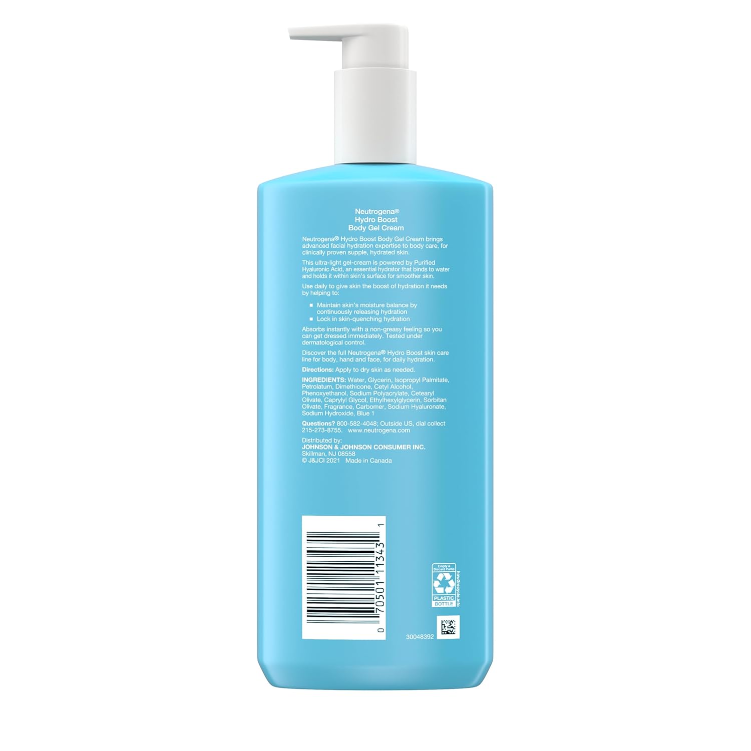 Neutrogena Hydro Boost Body Gel Cream, Hydrating Body Lotion with Hyaluronic Acid for Normal to Dry Skin, Lightweight Fragrance-Free Hyaluronic Acid Moisturizer, 16 OZ 24hrsmart