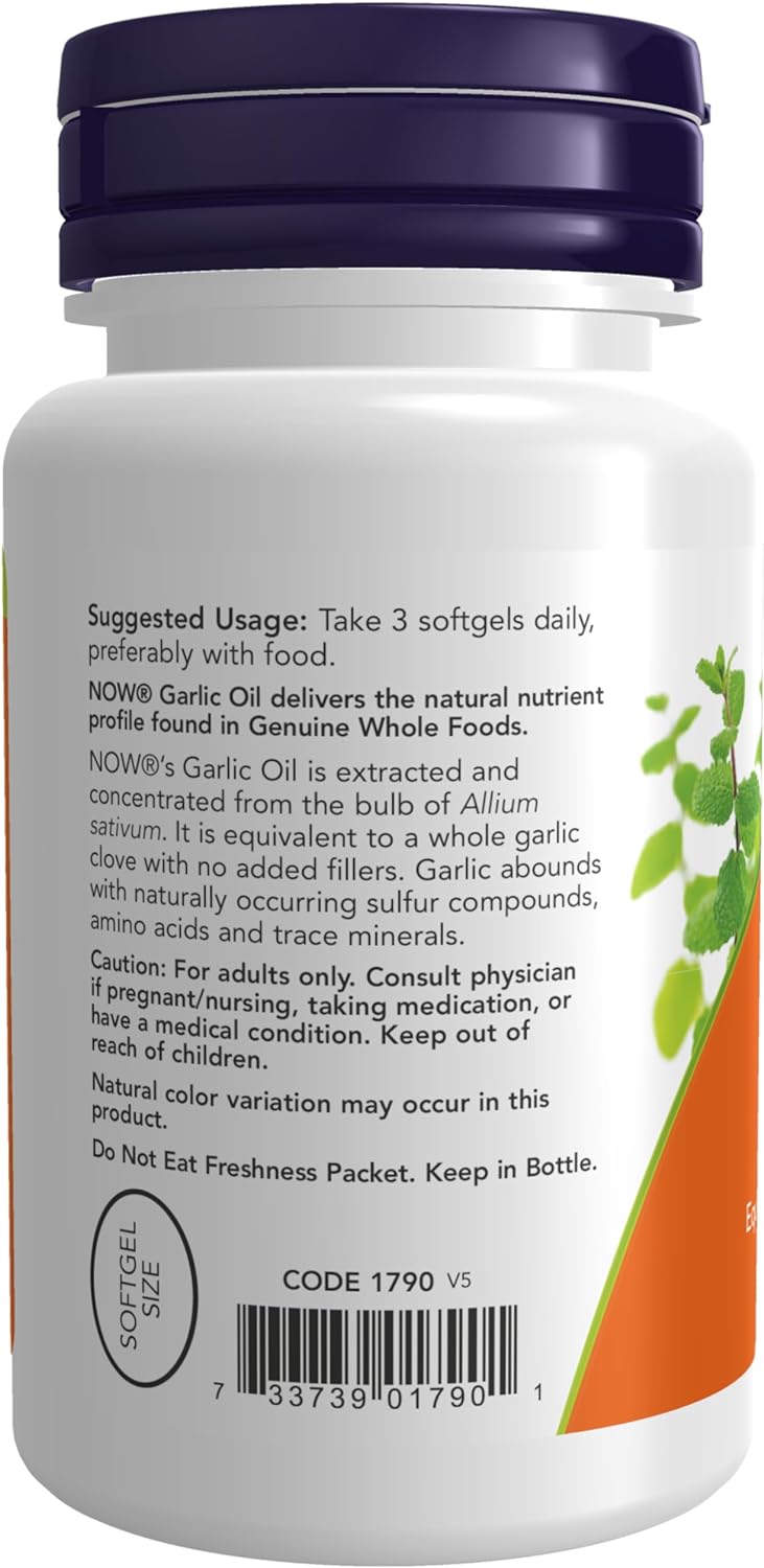 NOW Foods Garlic Oil, 1500 mg, 100 Softgels 24Hr Smart