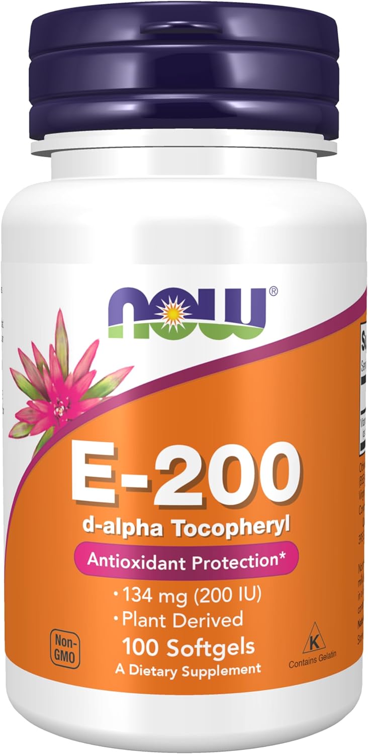 NOW Foods Vitamin E-200, 100 Softgels 24Hr Smart