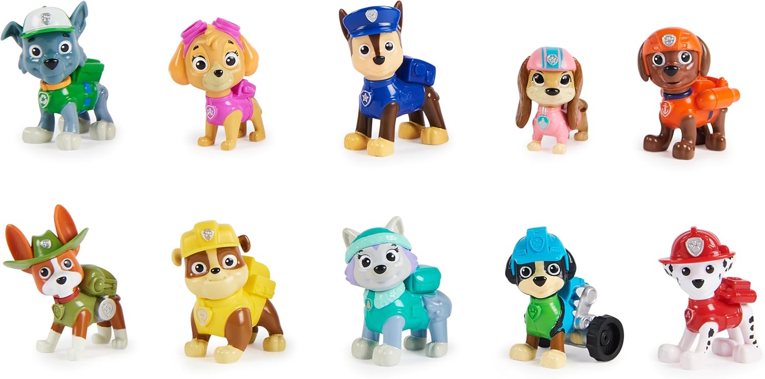 Paw Patrol, 10th Anniversary, All Paws On Deck Toy Figures Gift Pack with 10 Collectible Action Figures, Kids Toys for Ages 3 and up 24hrsmart