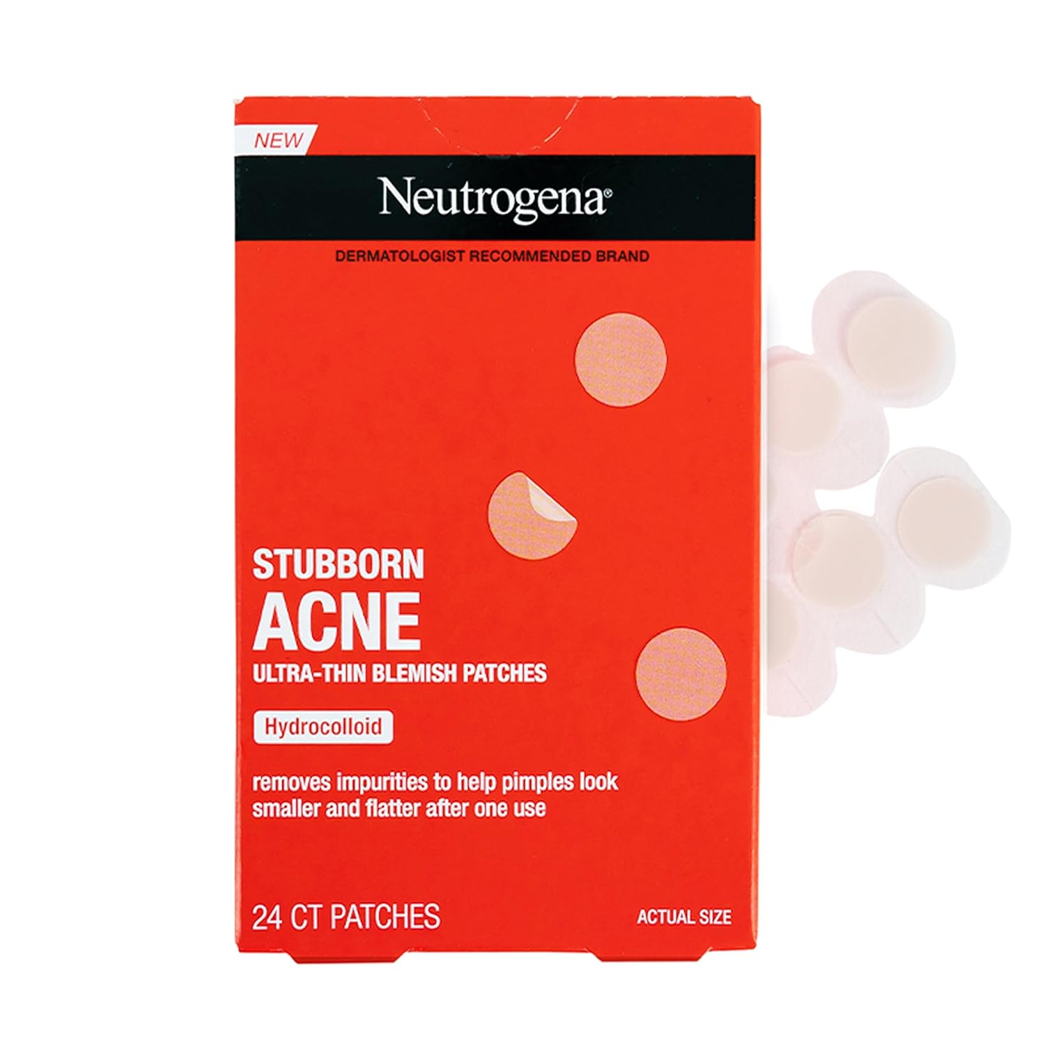 Neutrogena Stubborn Acne Pimple Patches, Acne Treatment for Face, Ultra-Thin Hydrocolloid Spot Stickers Provide Optimal Healing for Pimples, 24 Patches 24Hr Smart