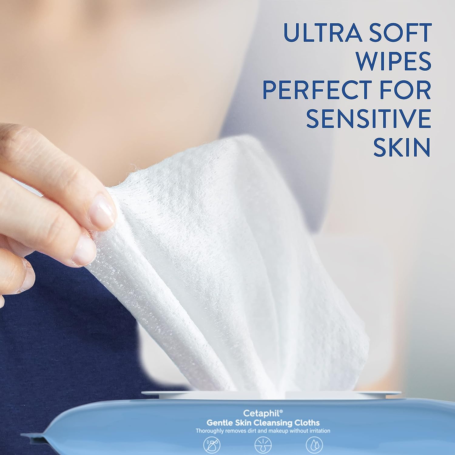 Cetaphil Face and Body Wipes, Gentle Skin Cleansing Cloths, 50 Count, Twin Pack, for Dry, Sensitive Skin, Flip Top Closure, Great for the Gym, Travel, in the Car, Hypoallergenic, Fragrance Free - 24hrsmart