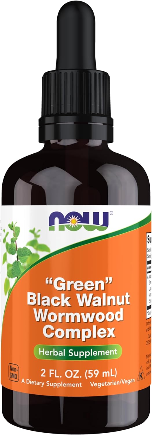NOW Foods "Green" Black Walnut Wormwood Complex Liquid, 2 fl. oz. 24Hr Smart