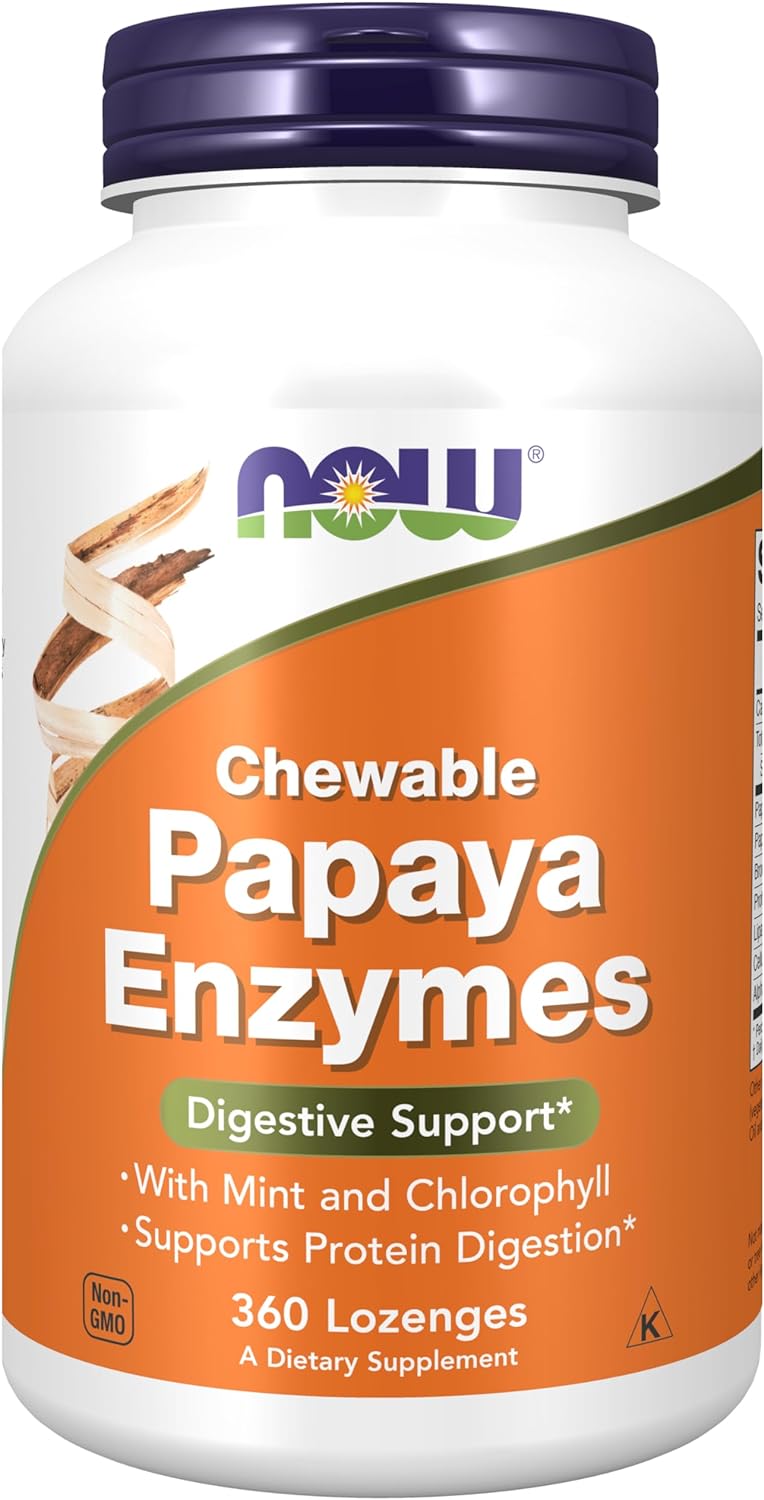 NOW Foods Papaya Enzyme, 360 Lozenges 24Hr Smart