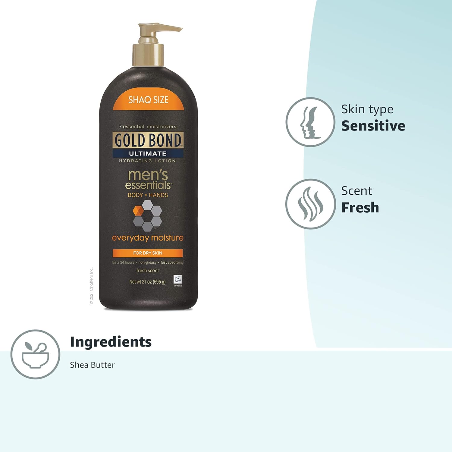 Gold Bond Men's Essentials Everyday Moisture Daily Body & Hand Lotion, 21 oz., With Vitamin C - 24hrsmart