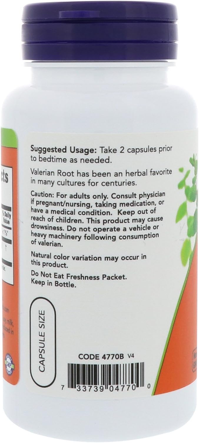 NOW Foods Valerian Root, 500 mg, 100 Veg Capsules 24Hr Smart